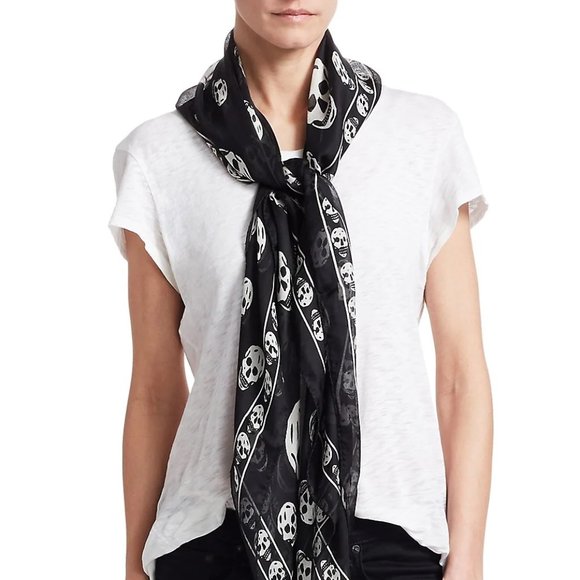 Alexander McQueen Accessories - NWT Alexander McQueen Classic Skull Silk Chiffon Scarf - Unisex